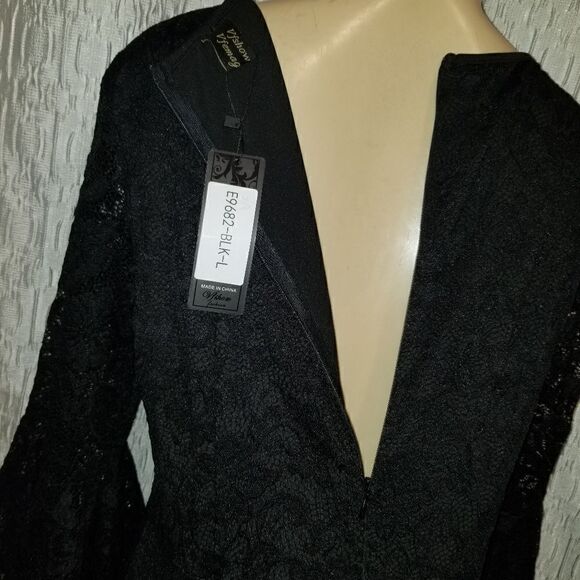 Vfshow Womens Floral Lace Keyhole Front Ruffle Bell Sleeve Formal Evening Large - Picture 14 of 14